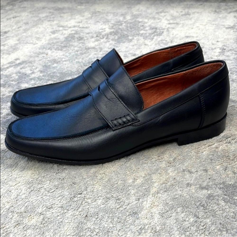 Rodd & Gunn Morris Road Loafer Slip On Penny Loafer Black Leather Sz 42